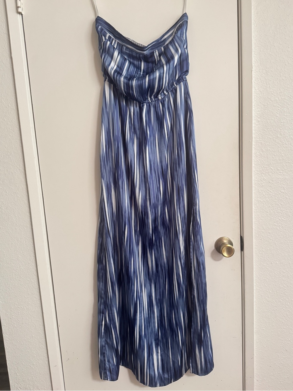 White House Black Market Blue & White Striped Maxi Dress
